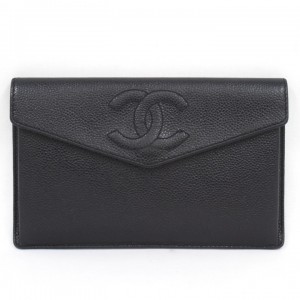 Vintage Chanel Envelope Clutch Caviar Large Wallet Bag