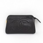 Vintage Chanel Caviar Leather Mini Black Pouch Clutch Wallet 2