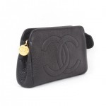 Vintage Chanel Caviar Leather Mini Black Pouch Clutch Wallet