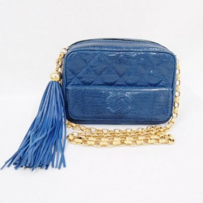 Vintage Chanel Blue Lizard bag 1