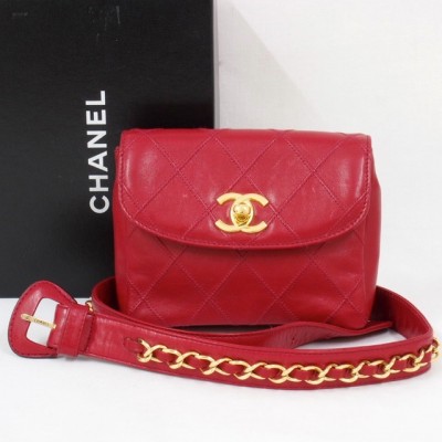Chanel Red Quilted Waist Bag 1