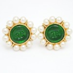 Chanel green Gripoix earrings