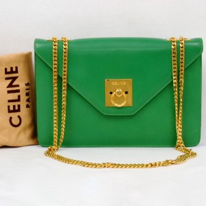 Vintage Celine Envelope Bag Electric Green 1