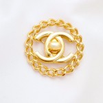 Chanel Logo Brooch with Chain 2