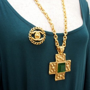 Chanel Logo Brooch with Chain