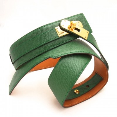 Hermes Kelly belt green 1