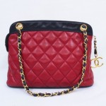 Red Chanel Bag with Blue Trim