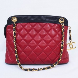Red Chanel Bag with Blue Trim 1