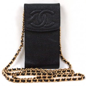 Chanel Black Caviar Phone Case